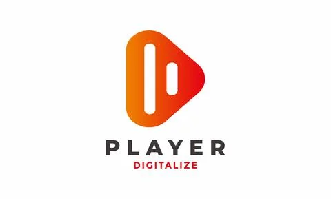 Logo vector play minimalist design icon multimedia Stock Illustration
