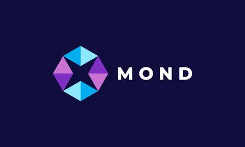 Logo vector prisma diamond blue color concept minimalism creative modern styl Stock Illustration