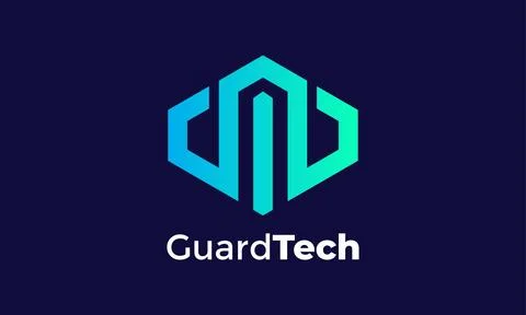 Logo vector secure guard blue color emblem security concept minimalism styl.. Stock Illustration