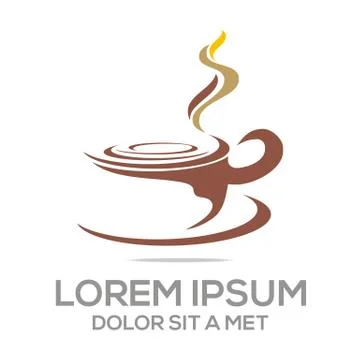 Logo Vector Sketch of Coffe Cup Chocolate Granule Stock Illustration