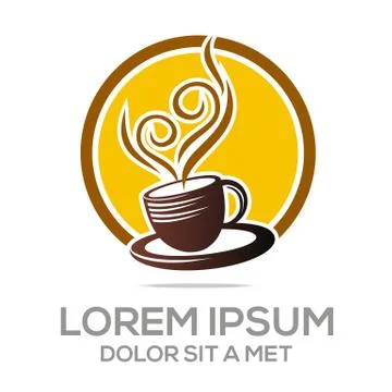 Logo Vector Sketch of Coffe Cup Hot Chocolate Granule Stock Illustration