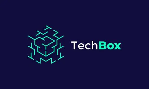 Logo vector technology box square concept connection network blue line colo.. Stock Illustration