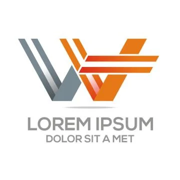 Logo Vector W Lettermark Abstract Business Stock Illustration