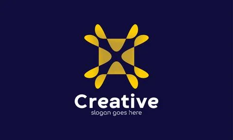 Logo vector yellow square minimalist concept harmony creative growth commun.. Stock Illustration
