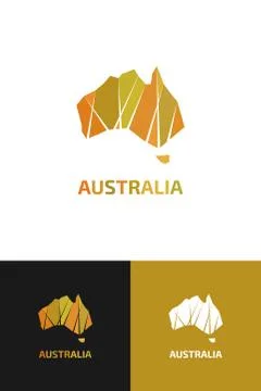 Logo in View of the Contour map of Australia Stock Illustration