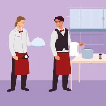 Logo waiter man with uniform Stock-Illustration