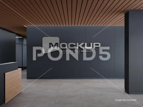 Logo Wall Mockup Realistic Office Background 3D Rendering PSD Template