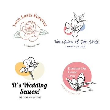 Logo with wedding ceremony concept design for branding and icon vector illust Stock Illustration