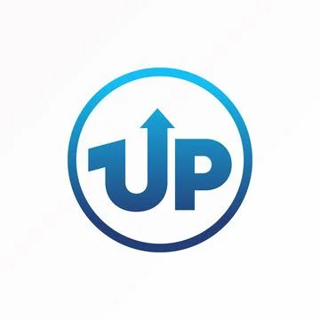 UP logo. UP writing design. Arrow image. Typography concept. Stock Illustration