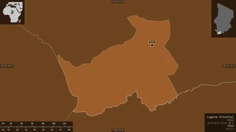 Logone Oriental, Chad. Patterned solids with lakes and rivers イラスト素材
