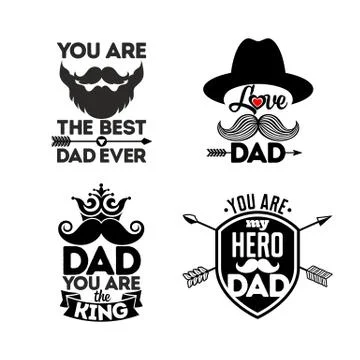 Logos and cards with typography about the dad. Happy Father's Day. Stock Illustration