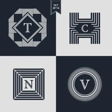 Logos Design Templates Set. Logotypes elements collection, Icons Symbols,  Illustrazione stock