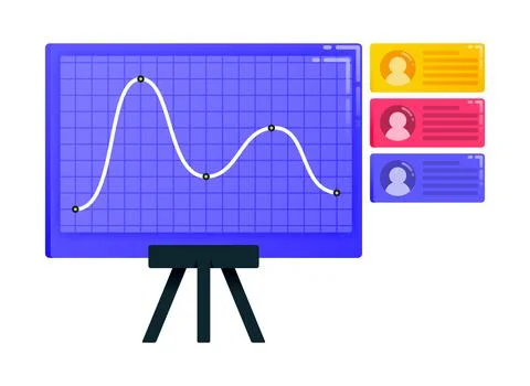 Logos for employee performance, presentation and line chart. Logos can also b Stock Illustration