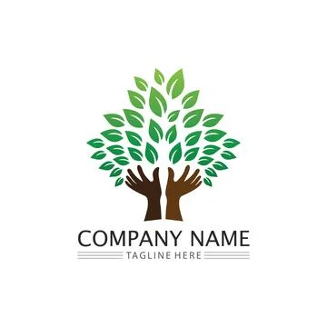 Logos of green Tree leaf ecology Stock Illustration