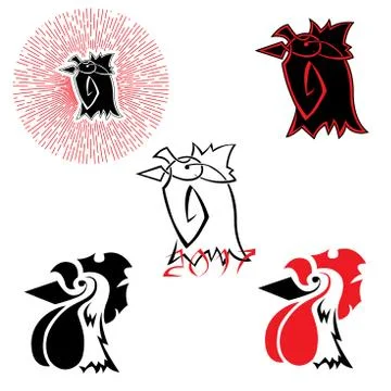 Logos with the image of a rooster Stock Illustration