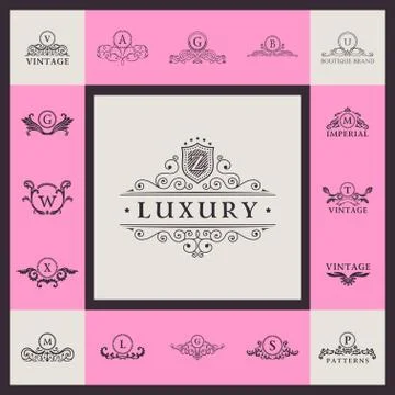 Logos set. Calligraphic patterns book Stock Illustration