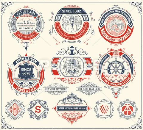 Logos templates, Hotel, Restaurant or Business Identity. Design with Flourish Stock Illustration