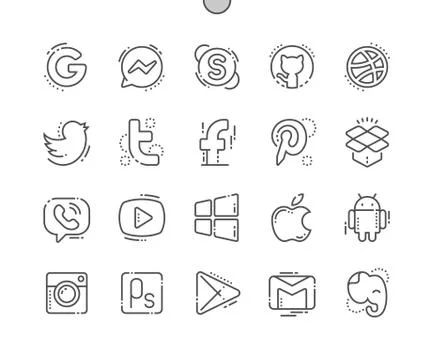 Logos Well-crafted Pixel Perfect Vector Thin Line Icons 30 2x Grid for Web 스톡 일러스트