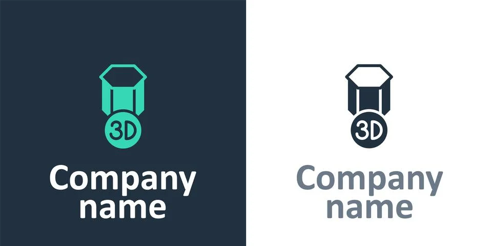 Logotype 3D printer icon isolated on white background. 3d printing. Logo design Stock Illustration