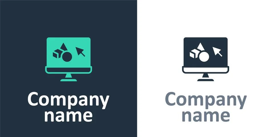 Logotype 3D printer software icon isolated on white background. 3d printing Illustrazione stock