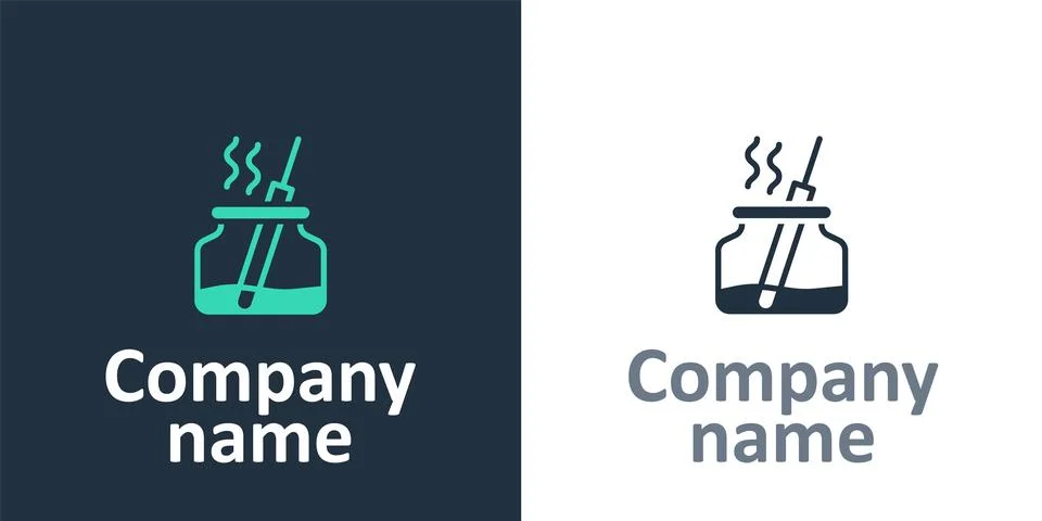 Logotype Aroma diffuser icon isolated on white background. Glass jar different Stock Illustration