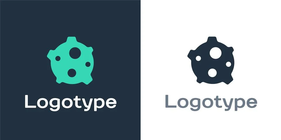 Logotype Asteroid icon isolated on white background. Logo design template Stock Illustration