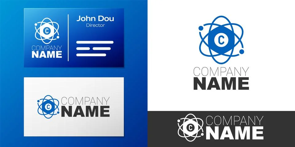 Logotype Atom icon isolated on white background. Symbol of science, education Stock Illustration