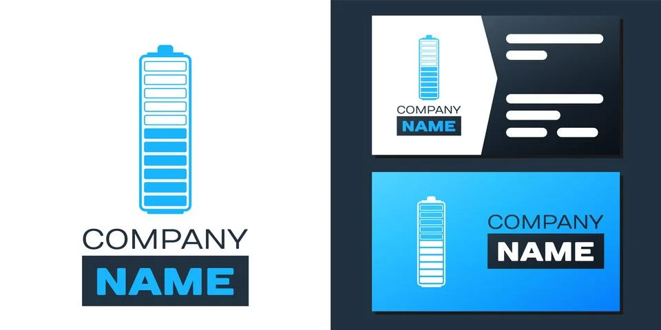 Logotype Battery charge level indicator icon isolated on white background Stock Illustration