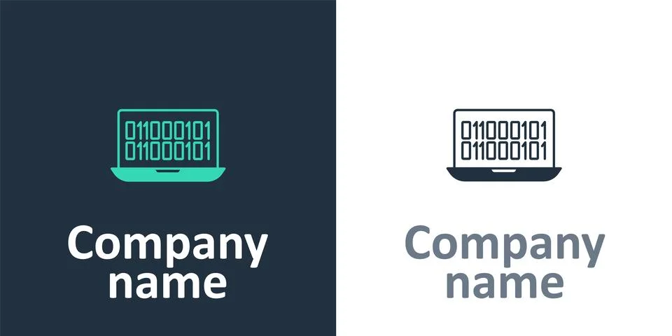 Logotype Binary code icon isolated on white background. Logo design templat.. Stock Illustration