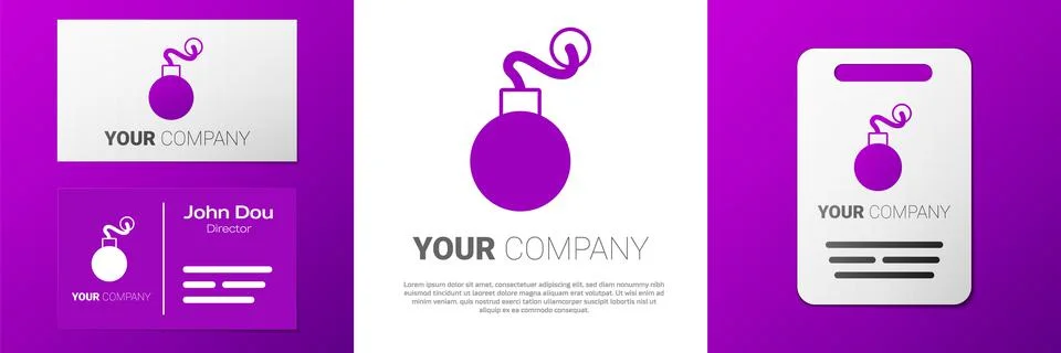 Logotype Bomb ready to explode icon isolated on white background. Logo design Stock Illustration