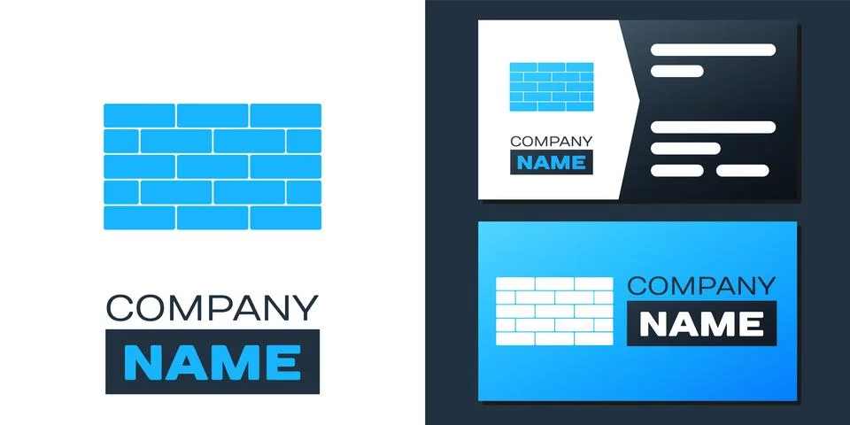 Logotype Bricks icon isolated on white background. Logo design template element Stock Illustration