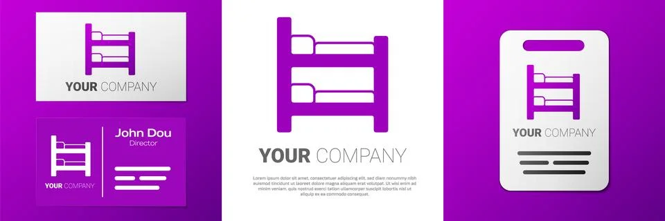 Logotype Bunk bed icon isolated on white background. Logo design template e.. 库存插图