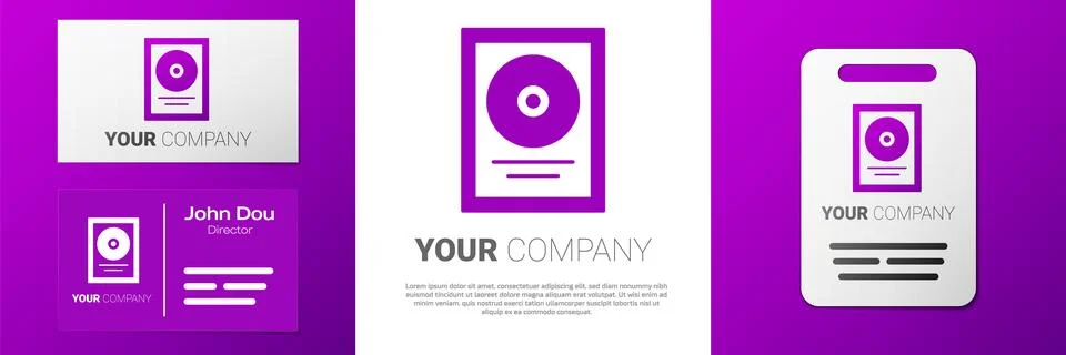 Logotype CD disk award in frame icon isolated on white background. Modern c.. Stock Illustration