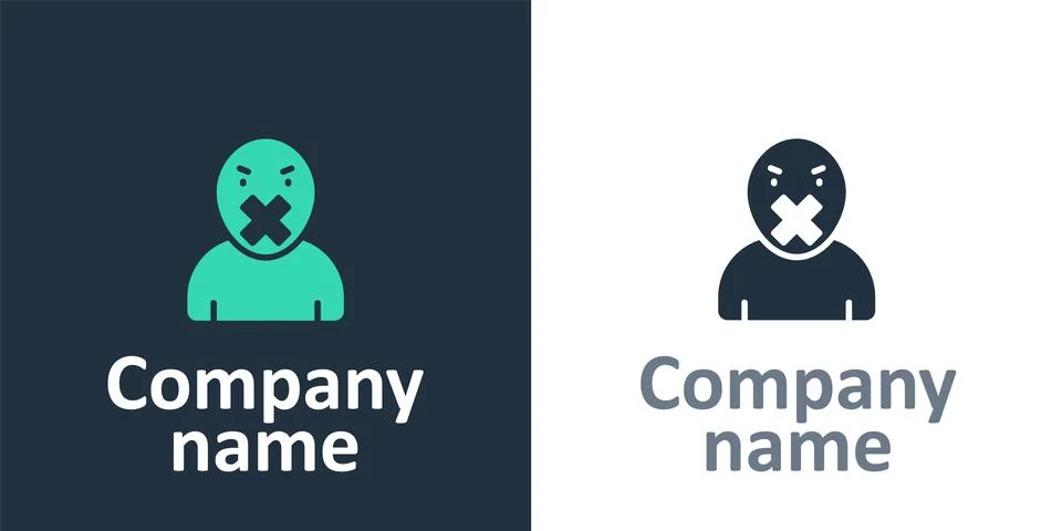 Logotype Censor and freedom of speech concept icon isolated on white backgrou 스톡 일러스트