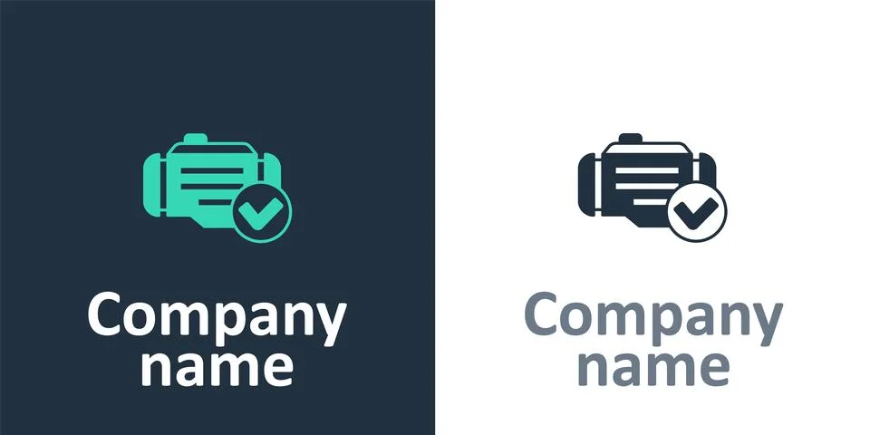 Logotype Check engine icon isolated on white background. Logo design template Illustrazione stock