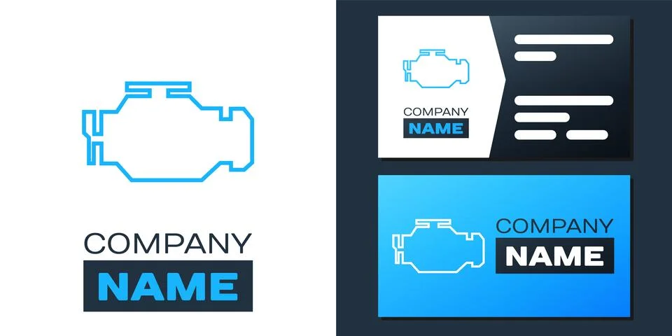 Logotype Check engine icon isolated on white background. Logo design template Illustrazione stock