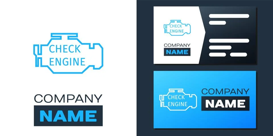 Logotype Check engine icon isolated on white background. Logo design template Illustrazione stock