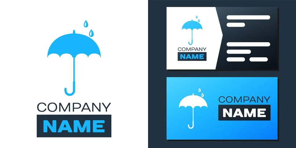 Logotype Classic elegant opened umbrella icon isolated on white background. Rain Stock Illustration