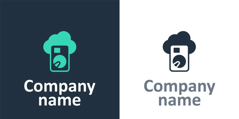 Logotype Cloud database icon isolated on white background. Cloud computing Illustrazione stock