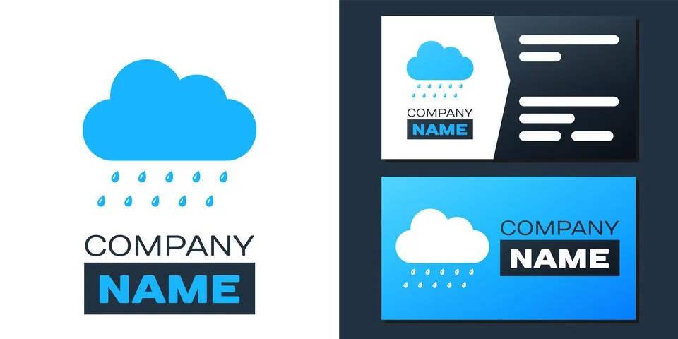 Logotype Cloud with rain icon isolated on white background. Rain nimbus cloud Illustrazione stock