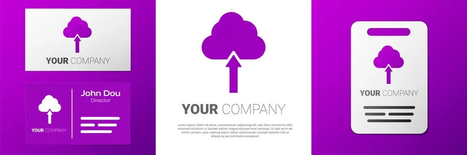Logotype Cloud upload icon isolated on white background. Logo design template Illustrazione stock