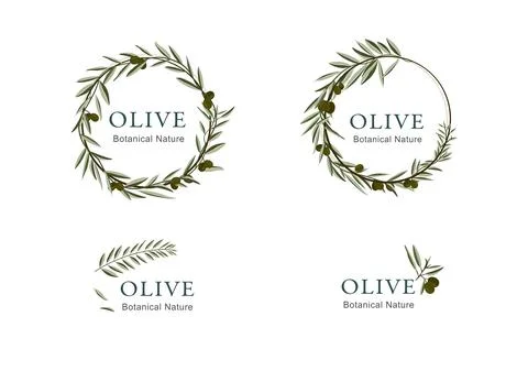 Logotype collection with olive ornaments Stock Illustration