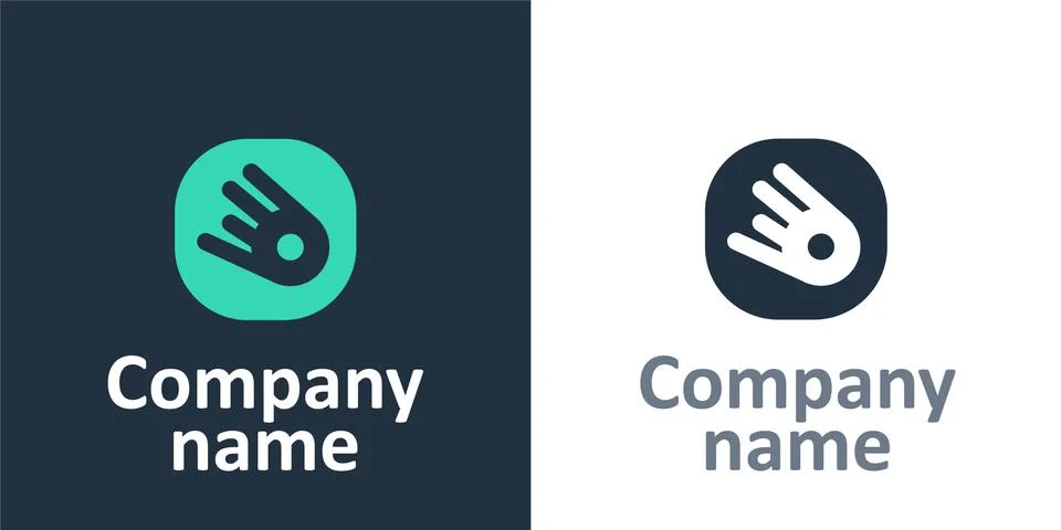 Logotype Comet falling down fast icon isolated on white background. Logo design Stock Illustration