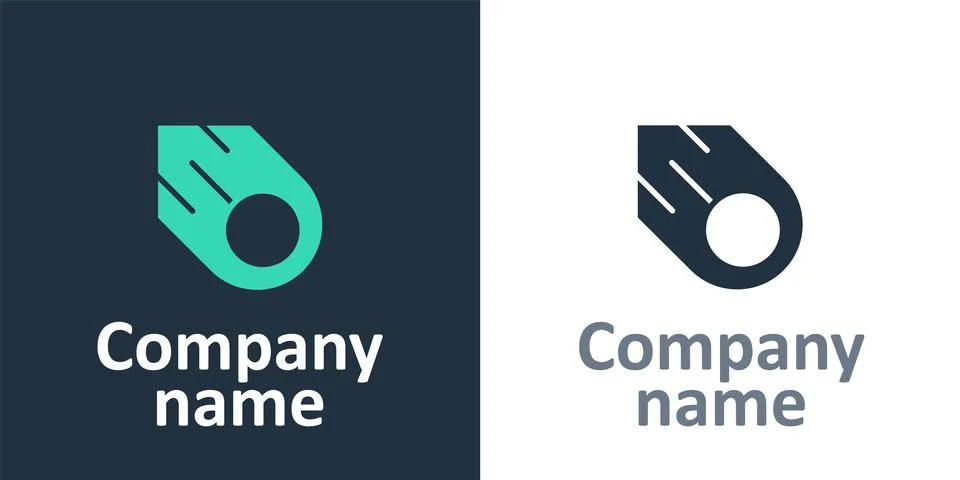 Logotype Comet falling down fast icon isolated on white background. Logo design Stock Illustration