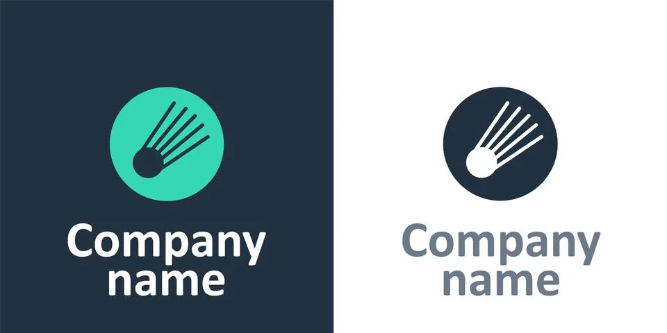 Logotype Comet falling down fast icon isolated on white background. Logo design Stock Illustration