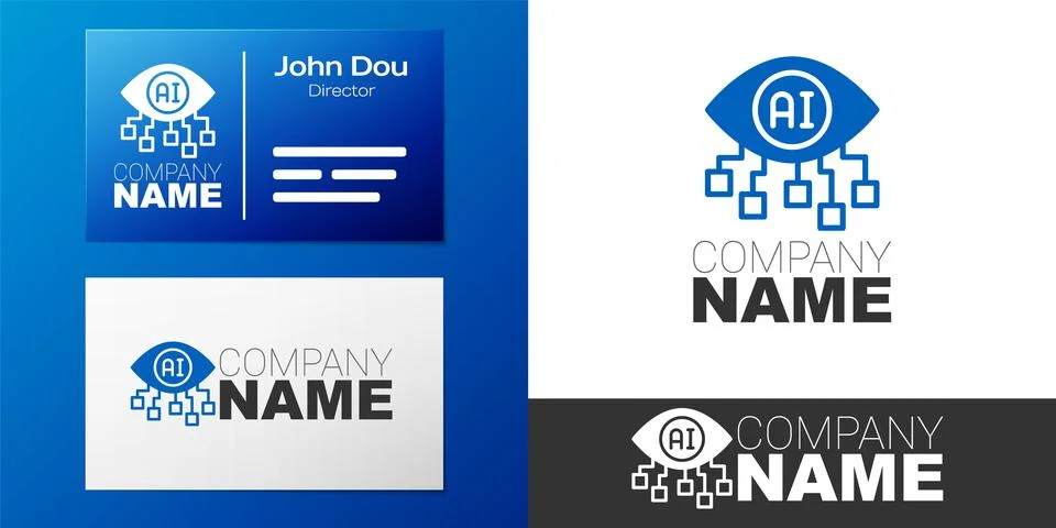 Logotype Computer vision icon isolated on white background. Technical vision Illustrazione stock
