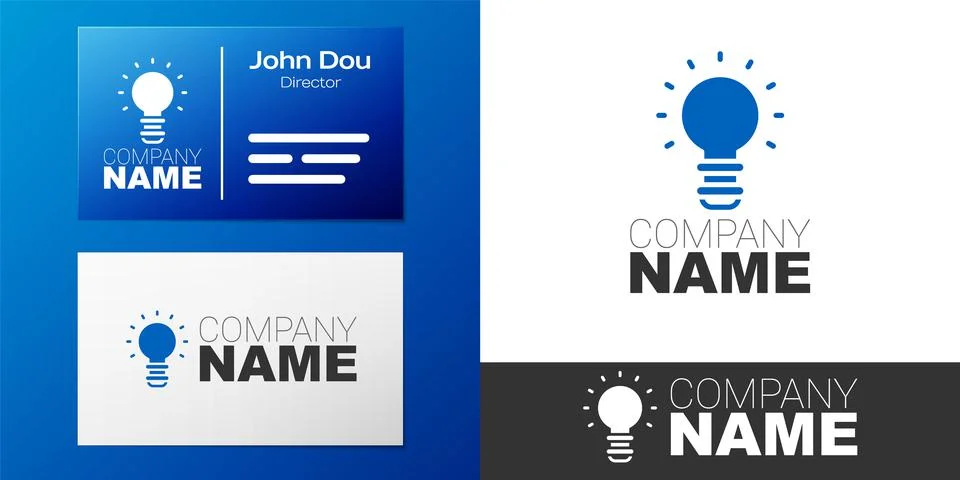 Logotype Creative lamp light idea icon isolated on white background. Concept  Stock Illustration