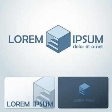 Logotype Cube with stairs Stock Illustration