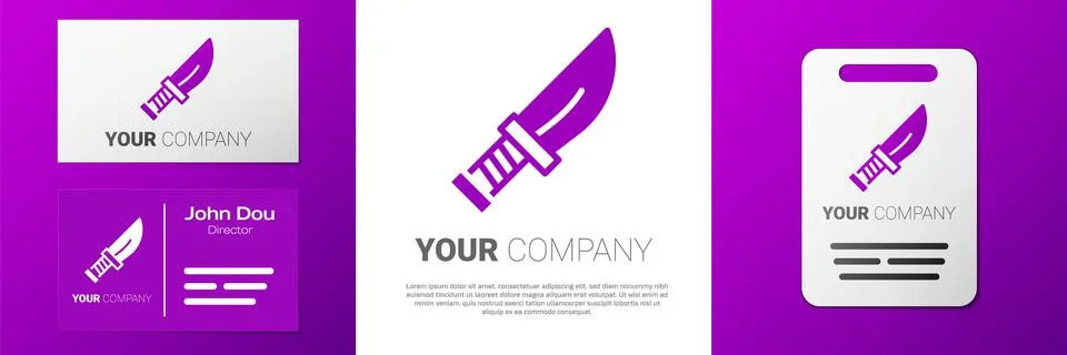Logotype Dagger icon isolated on white background. Knife icon. Sword with sharp Illustrazione stock