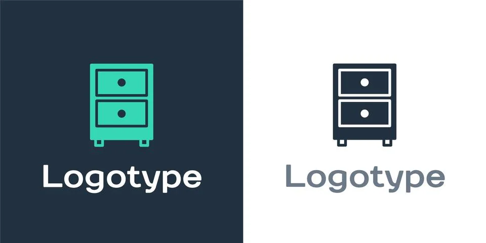 Logotype Drawer with documents icon isolated on white background. Archive papers Stock Illustration